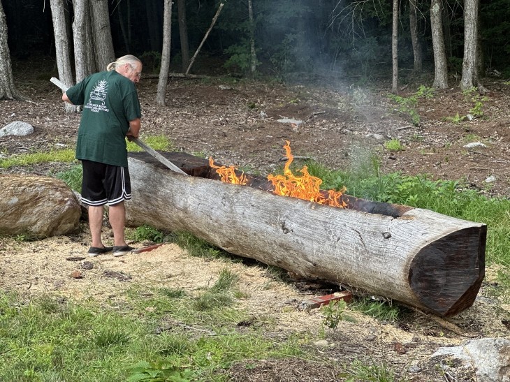 Making dugout canoe