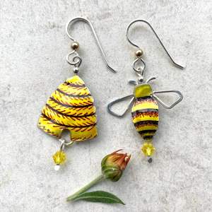 Bee and Hive Earrings thumbnail