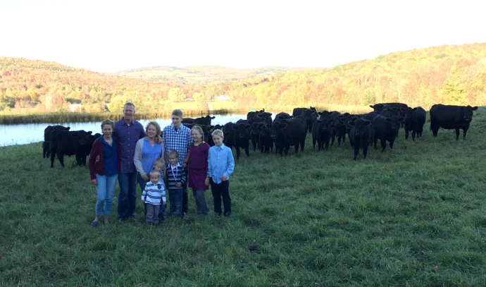 Family with cows