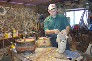 At Work Making Pack Baskets with Bill Mackowski  Summer 