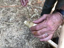 Tying canoe
