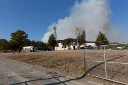 Fire near buildings Photo: Joel R. Carlson