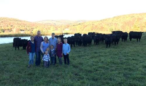 Family with cows