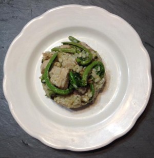 Spring Smoked Wild Turkey and Fiddlehead Risotto with Ramps and Lemon thumbnail