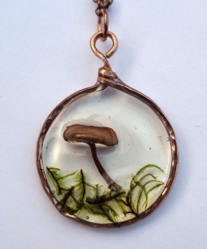 Mushroom and moss woodland pendant thumbnail