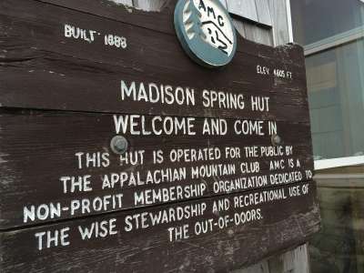 Madison Spring Hut sign