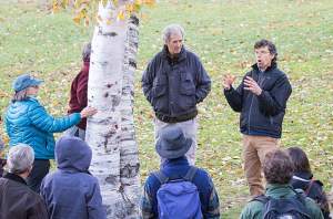 Michael Wojtech, author of 'Bark: A Field Guide to Trees of the Northeast,' took a class outside to discuss bark identification. 